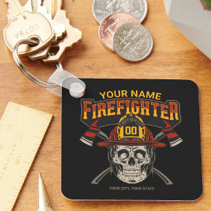 Chaveiro Capacete de Caveira Personalizado de Bombeiro Ax 