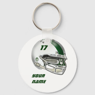 Chaveiro Capacete de futebol branco e verde escuro