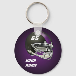 Chaveiro Capacete de futebol preto e roxo