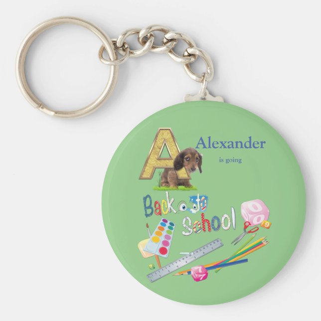 Chaveiro Capitais de Alfabeto de Volta à escola (Frente)