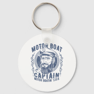 Chaveiro Capitão de Barco a Motor Engraçado Barco Pontão Ba
