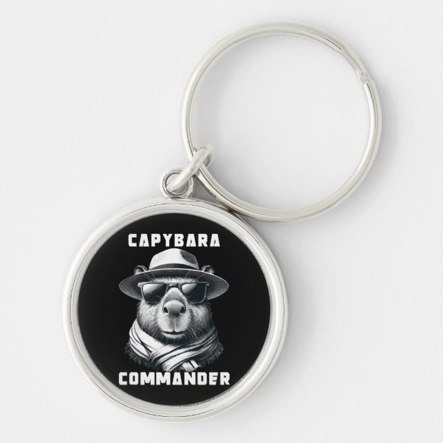 Chaveiro Capivara Com Óculos De Sol Capy Comandante (Frente)