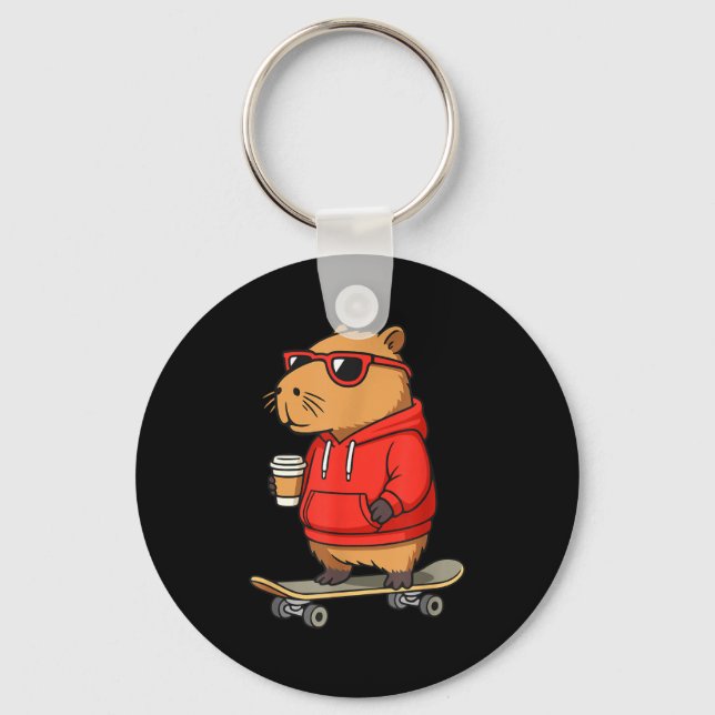 Chaveiro Capivara Com Óculos De Sol Skater Capy  (Frente)