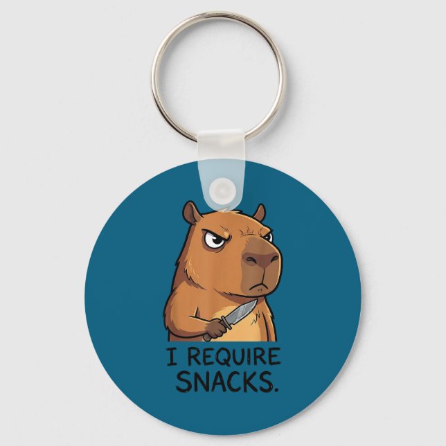 Chaveiro Capivara Engraçada Eu Exijo Lanches Homens Mulhere (Frente)
