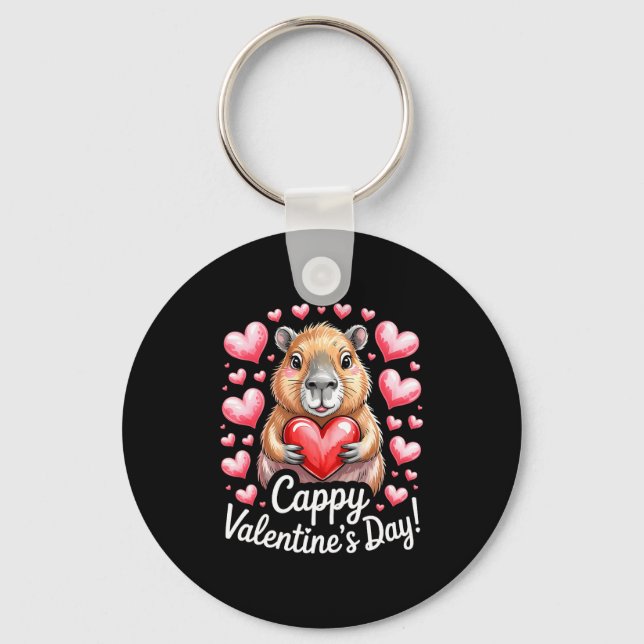 Chaveiro Cappy Valentine’s Day Cute Capybara Heart Design P (Frente)