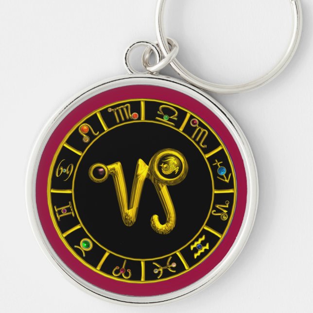 Chaveiro CAPRICORN DOURADO ZODIAC BIRTHDAY Astrologia JEWEL (Frente)