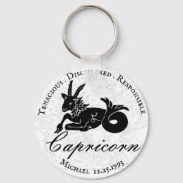 Chaveiro Capricórnio Astrologia Zodiac Preto Personalizado