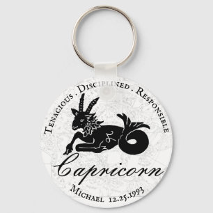 Chaveiro Capricórnio Astrologia Zodiac Preto Personalizado