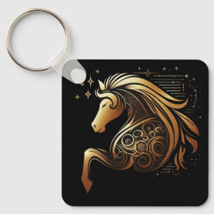 Chaveiro Capricórnio Zodíaco Cavalo Dourado Astrologia