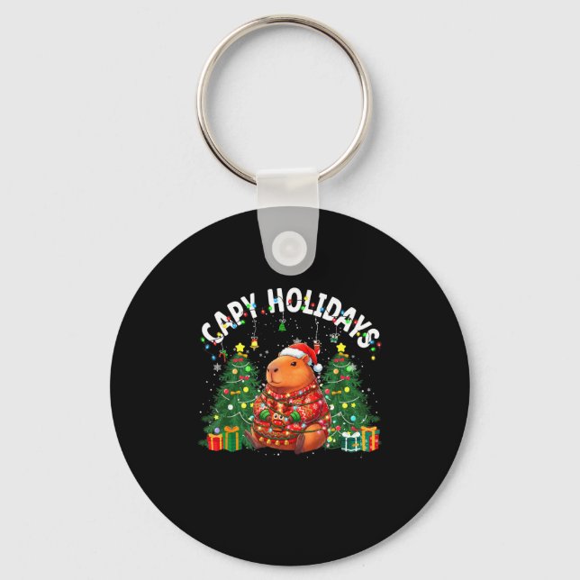 Chaveiro Capy Holidays Capybara Santa Hat Xmas Men Women Ki (Frente)