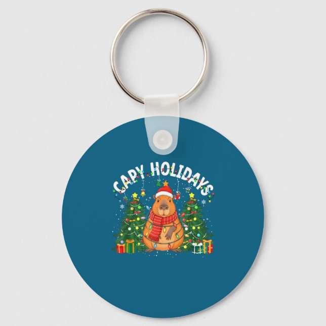 Chaveiro Capy Holidays Capybara Santa Hat Xmas Men Women Ki (Frente)