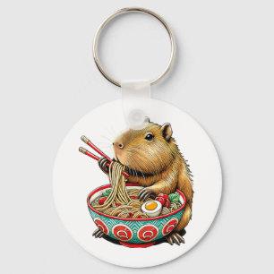 Chaveiro Capybara ama Noodle Capybara comendo Ram Japonês