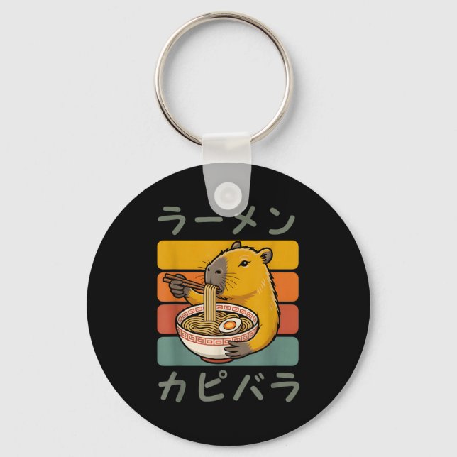 Chaveiro Capybara Anime Graphic Ramen Kawaii Japanese Vinta (Frente)