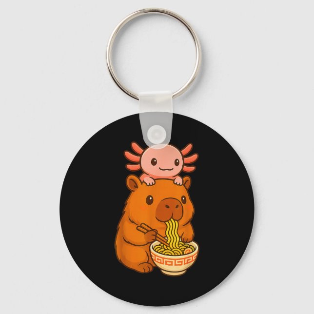 Chaveiro Capybara Anime Ramen Axolotl Funny Graphic Kawaii  (Frente)