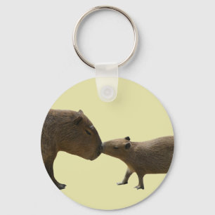 Chaveiro Capybara baby e mamãe amarela