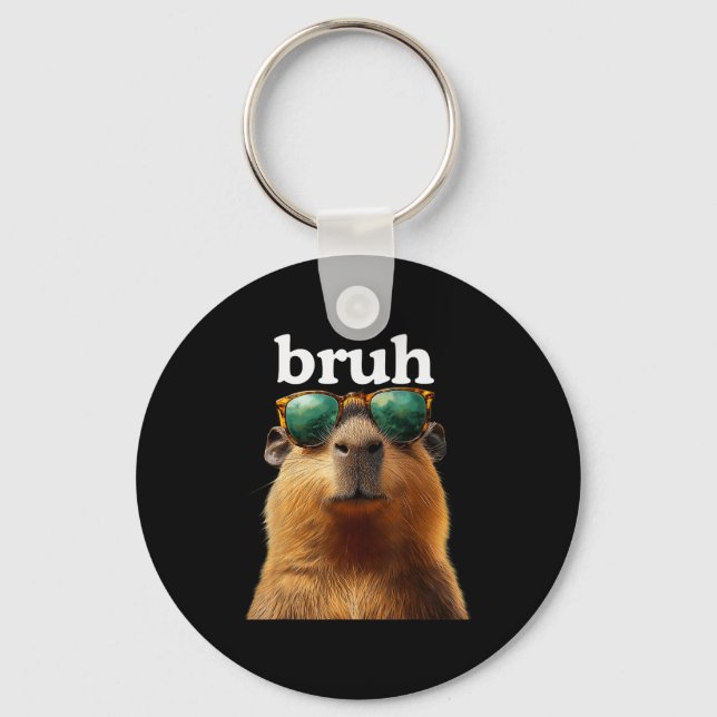 Chaveiro Capybara Bruh With Sungles Funny Meme Lovers Men W (Frente)