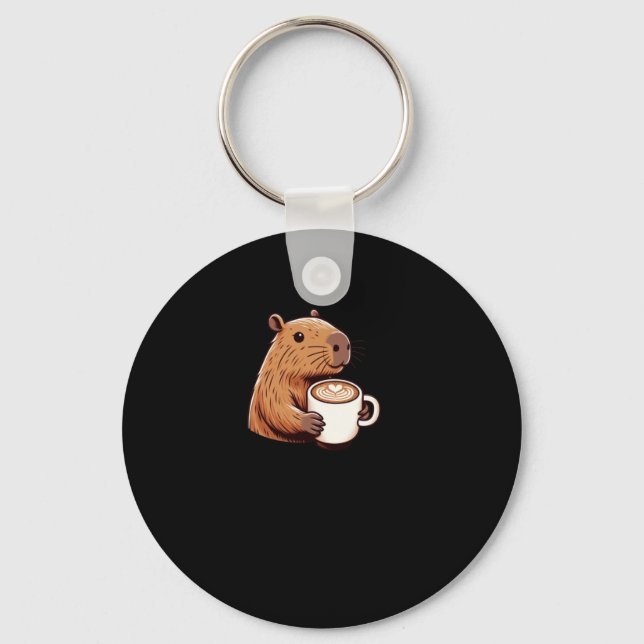 Chaveiro Capybara Cafetero Aproveitando Uma Latte Com Art S (Frente)
