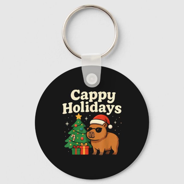 Chaveiro Capybara Christmas Shirt, Funny Capy Holidays  (Frente)