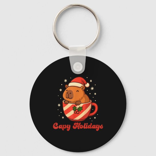 Chaveiro Capybara Christmas Shirt, Funny Capy Holidays  (Frente)