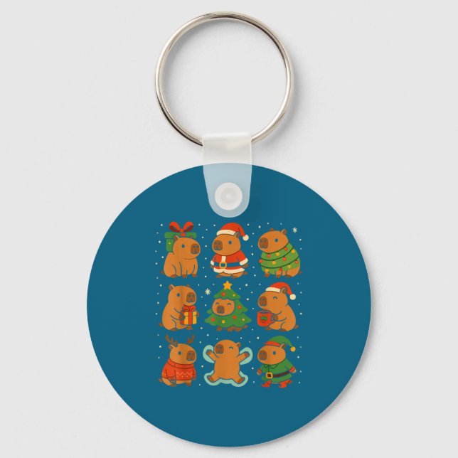 Chaveiro Capybara Christmas Shirt, Funny Capy Holidays  (Frente)
