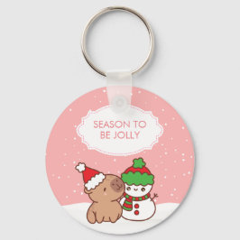 Chaveiro Capybara E Snowman Season Para Ser Jolly Cute Xmas