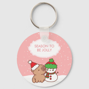 Chaveiro Capybara E Snowman Season Para Ser Jolly Cute Xmas