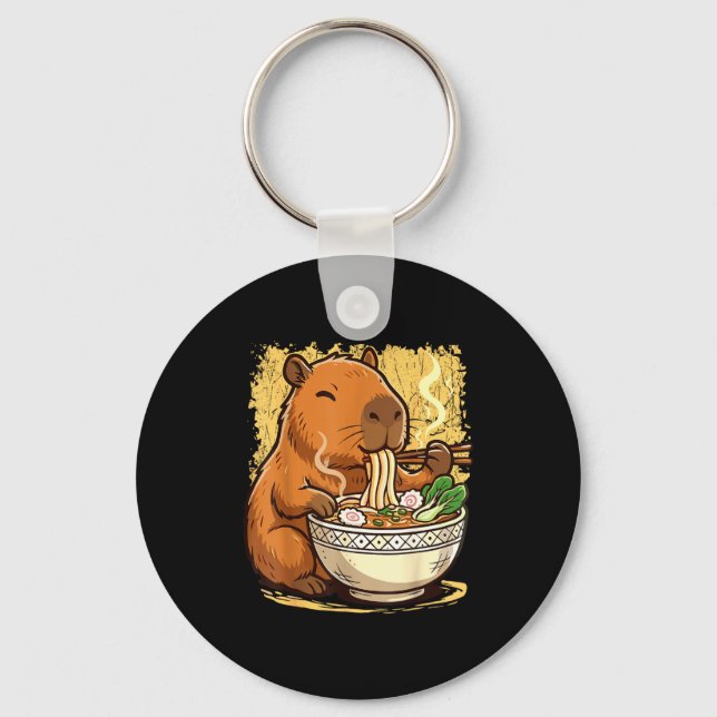 Chaveiro Capybara Eating Ramen Noodles  (Frente)