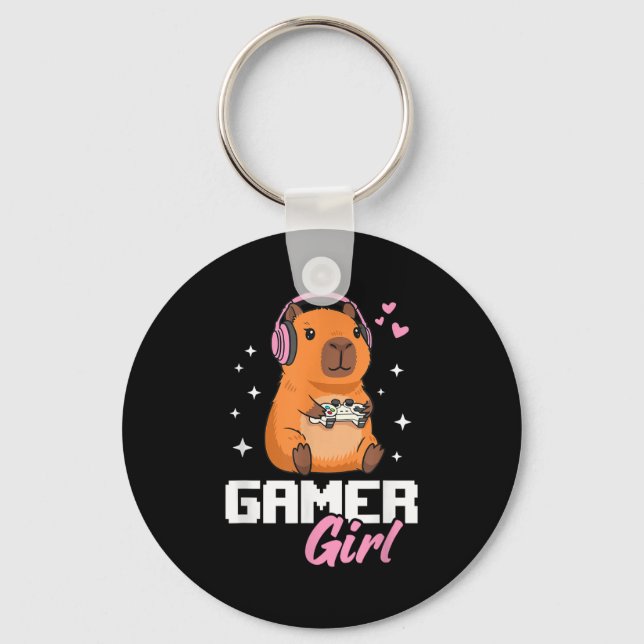 Chaveiro Capybara Gamer Girl Gaming  (Frente)