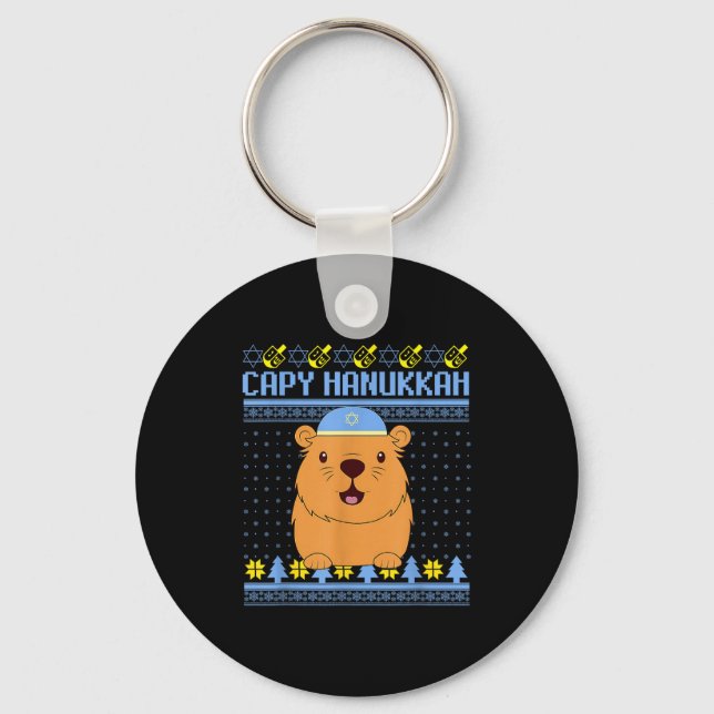Chaveiro Capybara Hanukkah Capy Hanukkah Chanukah Jewish Ki (Frente)