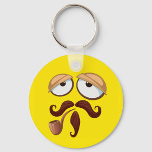 Chaveiro Cara amarela extravagante com tubulação e bigode