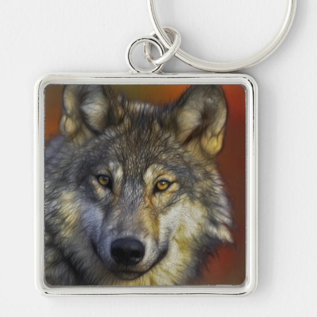 Chaveiro Cara de uma foto do lobo (Frente)