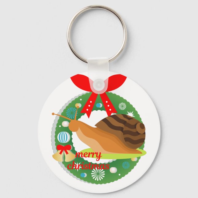 Chaveiro caracol de natal alegre (Frente)
