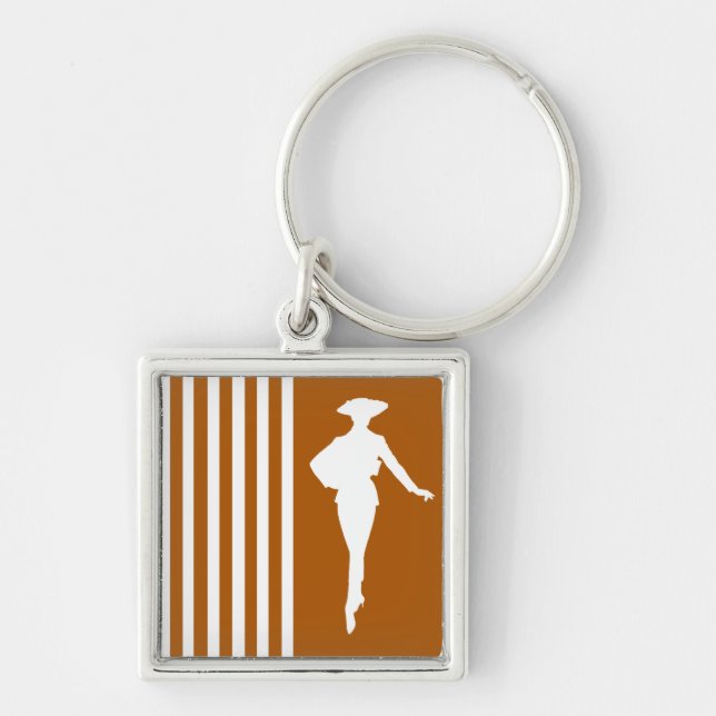 Chaveiro Caramel Modern Stripes com Silhouette de Moda (Frente)