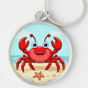 Chaveiro Caranguejo de Desenho Animado Vermelho Alegre Conc