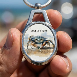 Chaveiro Caranguejo de Praia em Aquarela, personalizado