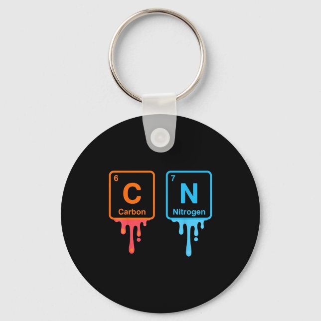 Chaveiro Carbon Nitrogen Science Design Fun Chemistry Lover (Frente)