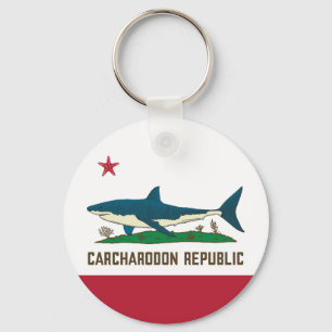 Chaveiro Carcharodon Republic California Flag White Shark