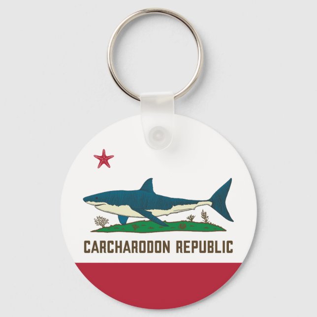 Chaveiro Carcharodon Republic California Flag White Shark (Frente)
