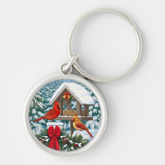Chaveiro Cardeiros e alimentador de aves de Natal (Frente)