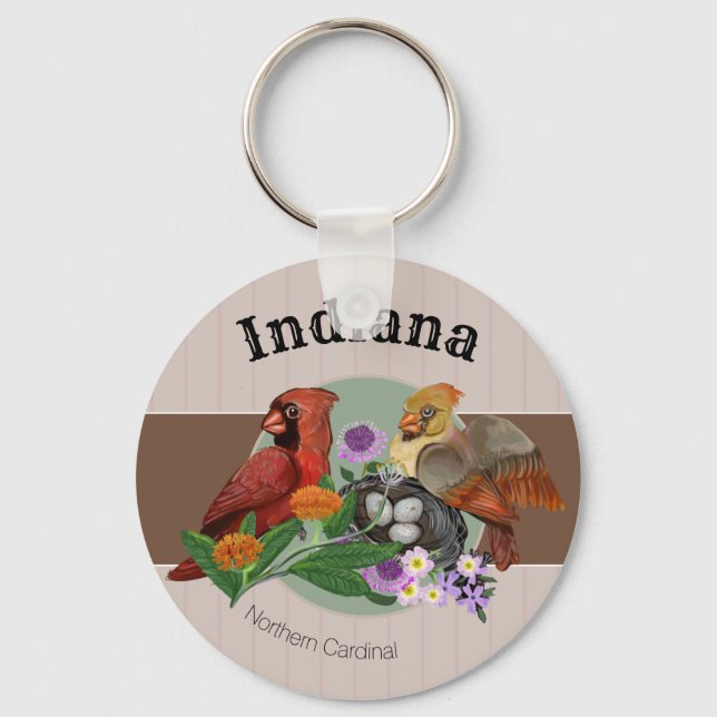 Chaveiro Cardinais de Norte de Indiana com Plantas Nativas (Frente)