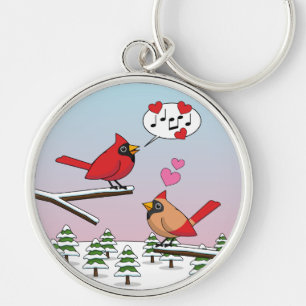 Chaveiro Cardinhos de Norte Vermelho Bonito Adoram Paisagem