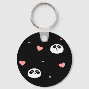 Chaveiro Caritas de pandas con corazones