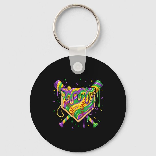 Chaveiro Carnaval de Mardi Gras de Beisebol com Gotejamento (Frente)