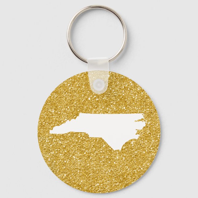 Chaveiro Carolina do Norte em Brilho Branco e Dourado (Frente)