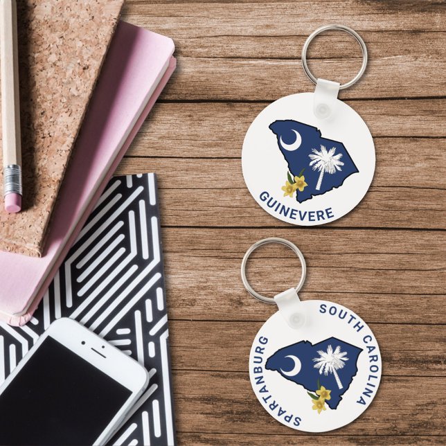 Chaveiro Carolina do Sul Sinalizador e Flor Amarelo Jessami (Criador carregado)