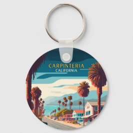 Chaveiro Carpinteria California Sunset Palm Trees Retro