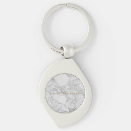 Chaveiro Carrara Branca Marble Clássico Dourado Personaliza