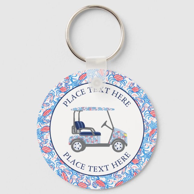 Chaveiro Carrinho de Golfe Caranguejos Patrióticos Elegante (Frente)