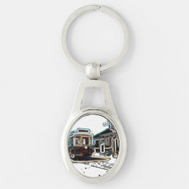 Chaveiro Carrinho de rua TRC Neon no stn Oval Metal Chaveir