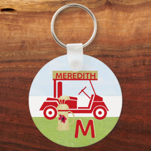 Chaveiro Carrinho Vermelho, Dourado Nome Carrinho Engraçado